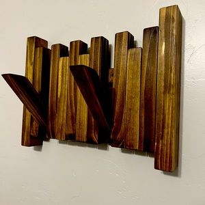 Rustic Fold-Down wooden coat / hat hanger. Hand made and sturdy.